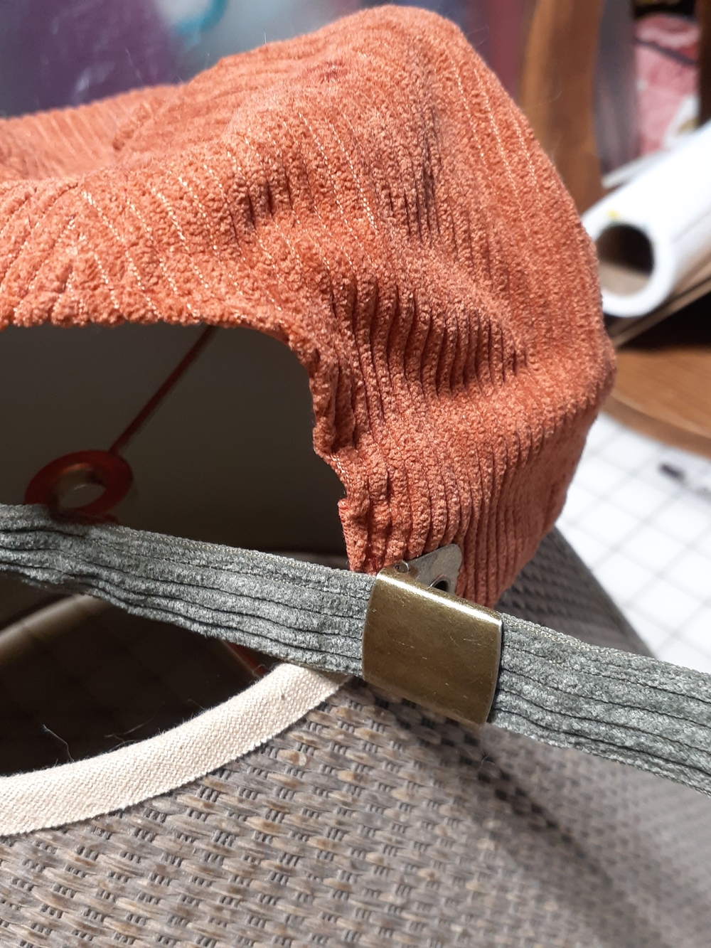 NATURAL LIFE Rust Orange Corduroy-Look Cap with Floral Lining - Picture 3 of 4
